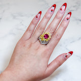 Floral Ruby Diamond Ring-Floral Ruby Diamond Ring - RRDMR00037