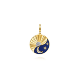 Gabriel & Co. 14K White and Yellow Gold Diamond and Diamond Cut Medallion with Chrome Blue Enamel-Gabriel & Co. 14K White and Yellow Gold Diamond and Diamond Cut Medallion with Chrome Blue Enamel PT7654ELM45JJ