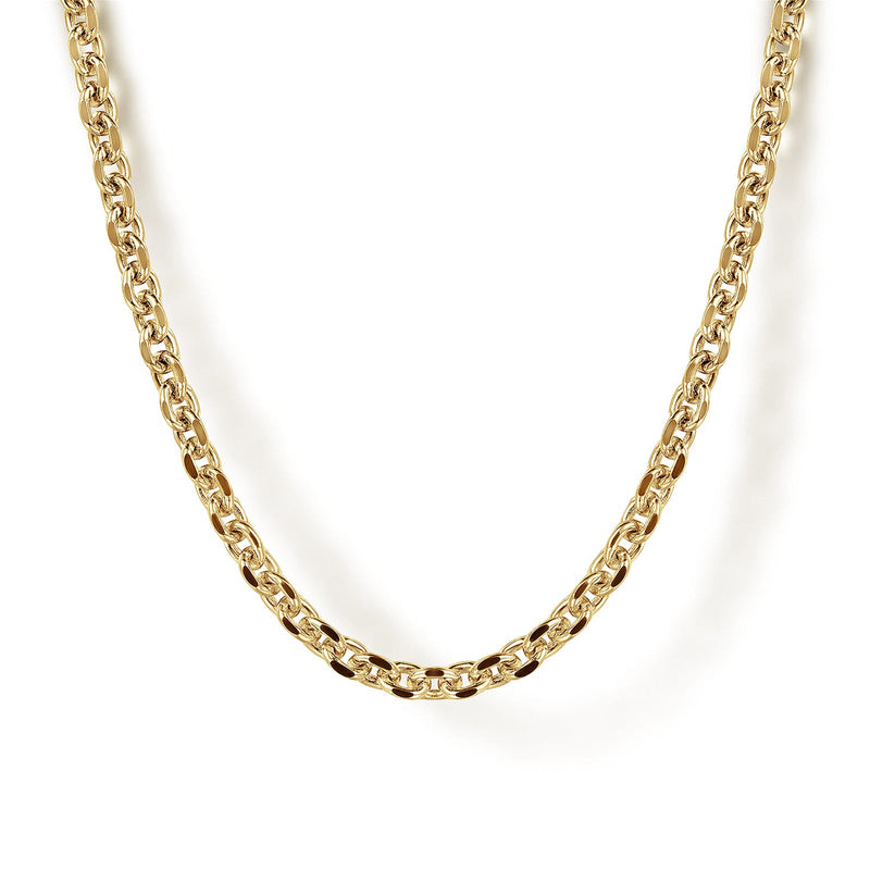 Gabriel & Co. 22 Inch 14K Yellow Gold Hollow Mens Link Chain Necklace-Gabriel & Co. 22 Inch 14K Yellow Gold Hollow Mens Link Chain Necklace - NKM7009-22Y4JJJ