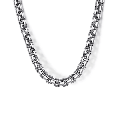 Gabriel & Co. 22 Inch 4mm 925 Sterling Silver Solid Men's Round Box Chain Necklace-Gabriel & Co. 22 Inch 4mm 925 Sterling Silver Solid Men's Round Box Chain Necklace NKM2141-22SVJJJ