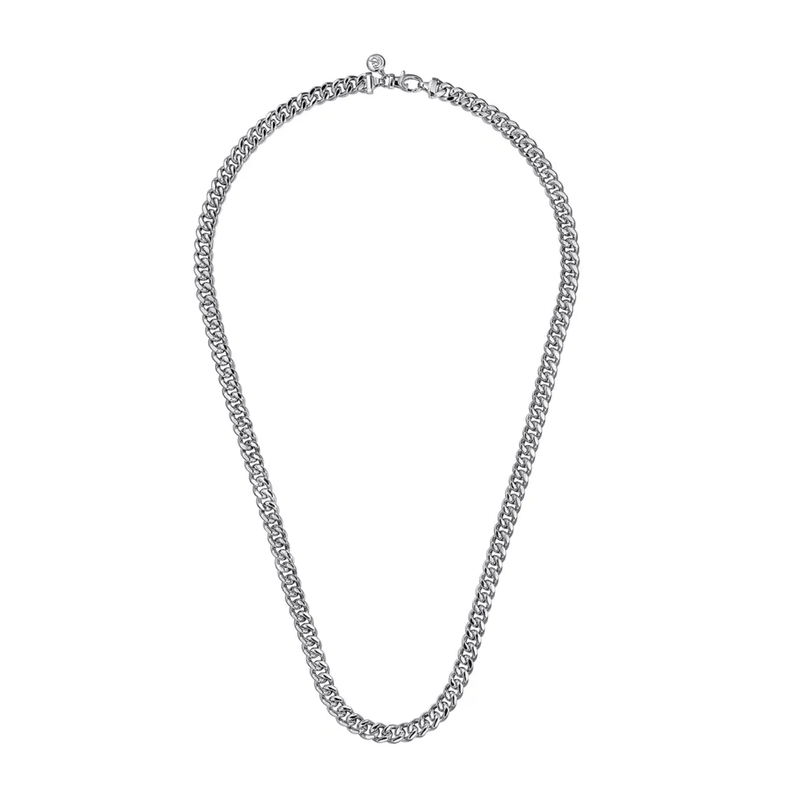 Gabriel & Co. 22 Inch 7mm 925 Sterling Silver Solid Men's Diamond Cut Cuban Link Necklace-Gabriel & Co. 22 Inch 7mm 925 Sterling Silver Solid Men's Diamond Cut Cuban Link Necklace NKM2075-22SVJJJ