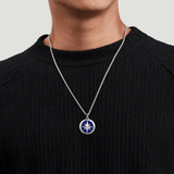 Gabriel & Co. 22 Inch 925 Sterling Silver Diamond and Lapis Compass Pendant Necklace-Gabriel & Co. 22 Inch 925 Sterling Silver Diamond and Lapis Compass Pendant Necklace NKM2138-22SV5LP