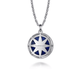 Gabriel & Co. 22 Inch 925 Sterling Silver Diamond and Lapis Compass Pendant Necklace-Gabriel & Co. 22 Inch 925 Sterling Silver Diamond and Lapis Compass Pendant Necklace NKM2138-22SV5LP