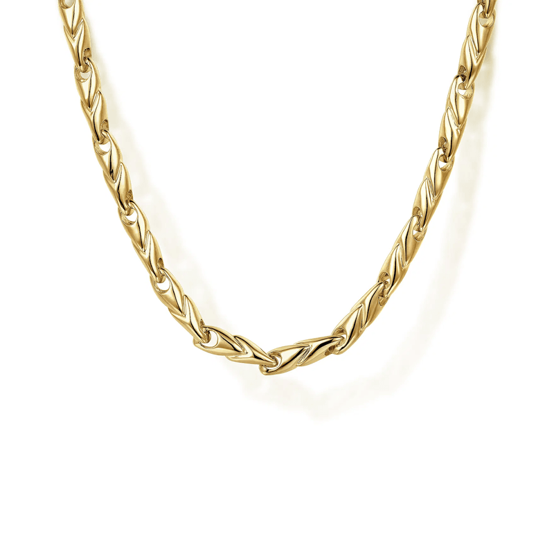 Gabriel & Co. 24 Inch 14K Yellow Gold Hollow Men's Link Chain Necklace-Gabriel & Co. 24 Inch 14K Yellow Gold Hollow Men's Link Chain Necklace NKM6767-24Y4JJJ