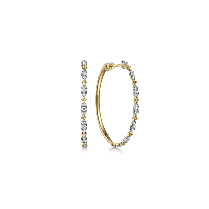 Gabriel & Co. 40mm Diamond Station Intricate Hoop Earrings-Gabriel & Co. 40mm Diamond Station Intricate Hoop Earrings - EG14721Y45JJ