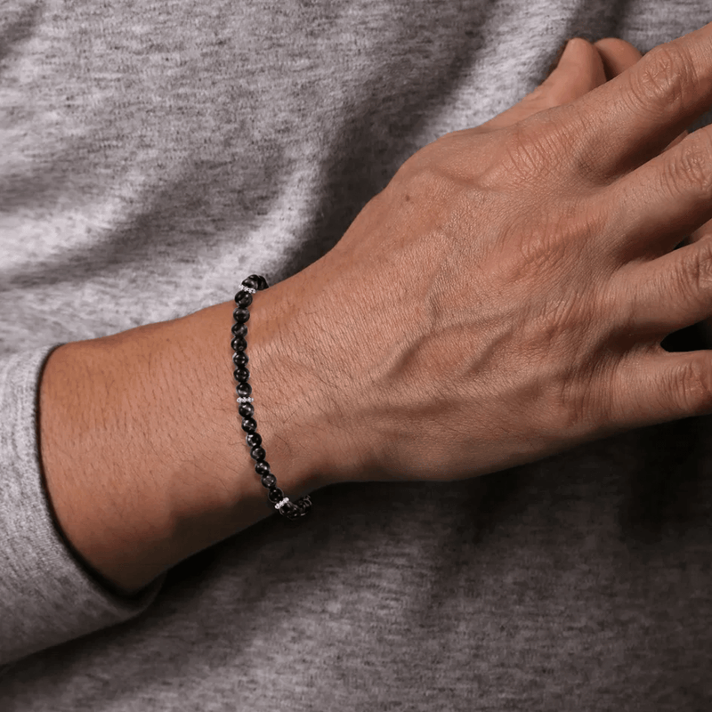 Gabriel & Co. 925 Sterling Silver and 4mm Black Onyx Beaded Bracelet-Gabriel & Co. 925 Sterling Silver and 4mm Black Onyx Beaded Bracelet TBM4746SVJOX