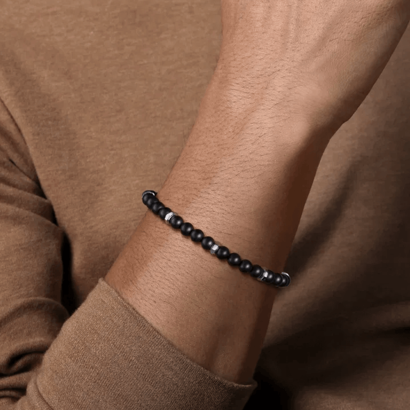 Gabriel & Co. 925 Sterling Silver and 6mm Black Titanium Bead Men's Bracelet-Gabriel & Co. 925 Sterling Silver and 6mm Black Titanium Bead Men's Bracelet TBM2194TISVJJJ