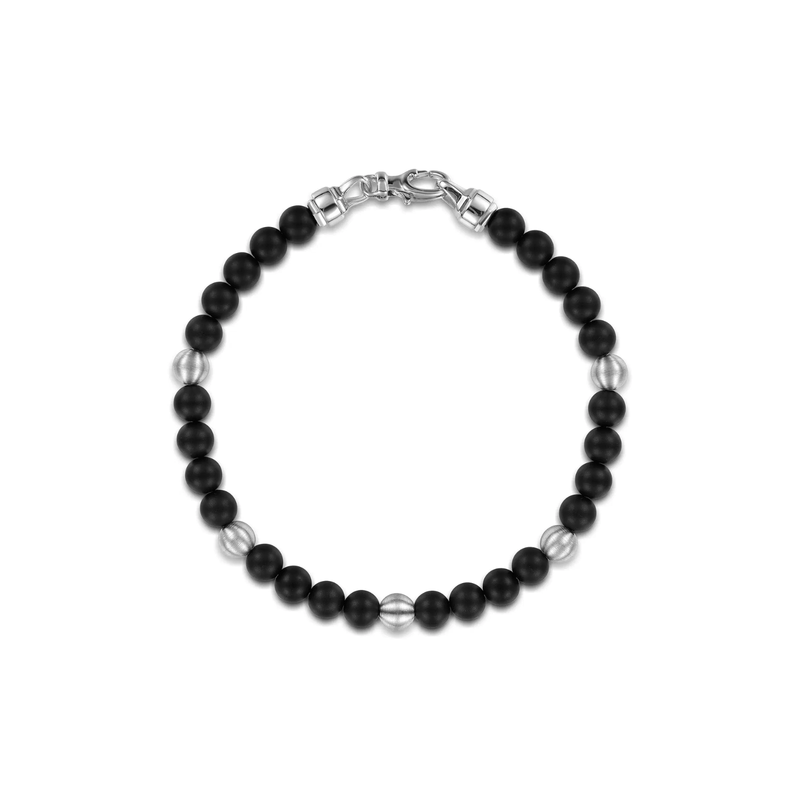 Gabriel & Co. 925 Sterling Silver and 6mm Black Titanium Sandblast Men's Beaded Bracelet-Gabriel & Co. 925 Sterling Silver and 6mm Black Titanium Sandblast Men's Beaded Bracelet TBM2214TISVJJJ