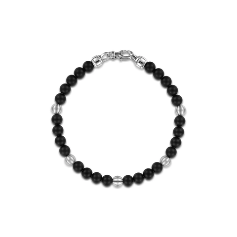Gabriel & Co. 925 Sterling Silver and 6mm Black Titanium Sandblast Men's Beaded Bracelet-Gabriel & Co. 925 Sterling Silver and 6mm Black Titanium Sandblast Men's Beaded Bracelet TBM2214TISVJJJ