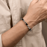 Gabriel & Co. 925 Sterling Silver Onyx Cylinder Beaded Mens Bracelet-Gabriel & Co. 925 Sterling Silver Onyx Cylinder Beaded Mens Bracelet TBM2169SVJOX