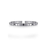 Gabriel & Co. Black Spinel Open Cuff Angular Cuts Square Bangle-Gabriel & Co. Black Spinel Open Cuff Angular Cuts Square Bangle - BGM2179-72SVJBS