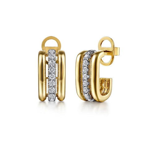 Gabriel & Co. Bujukan and Diamond J Hoop Stud Earrings-Gabriel & Co. Bujukan and Diamond J Hoop Stud Earrings - EG15479M45JJ