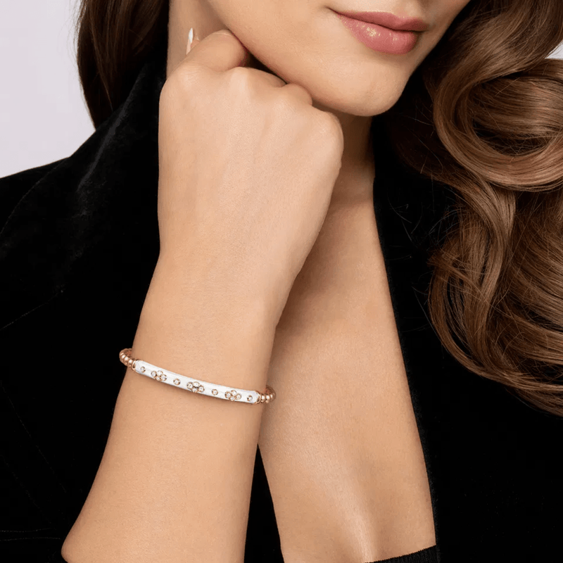 Gabriel & Co. Bujukan Beads and Diamond Split Bangle Bracelet with White Enamel with Lock-Gabriel & Co. Bujukan Beads and Diamond Split Bangle Bracelet with White Enamel BG5054E9Y45JJ