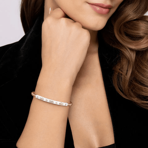 Gabriel & Co. Bujukan Beads and Diamond Split Bangle Bracelet with White Enamel with Lock-Gabriel & Co. Bujukan Beads and Diamond Split Bangle Bracelet with White Enamel BG5054E9Y45JJ