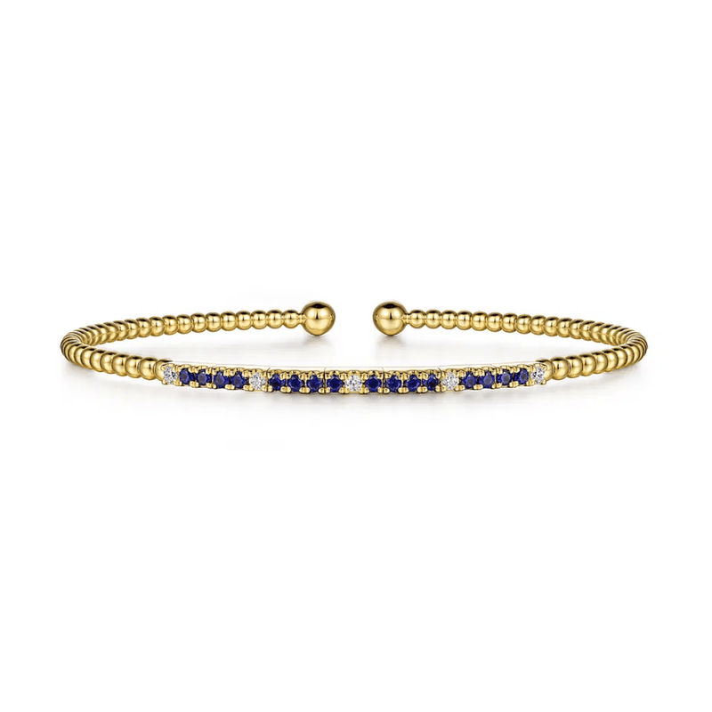 Gabriel & Co. Bujukan Diamond and Blue Sapphire Split Bangle-Gabriel & Co. Bujukan Diamond and Blue Sapphire Split Bangle - BG4702 - 62Y45SA