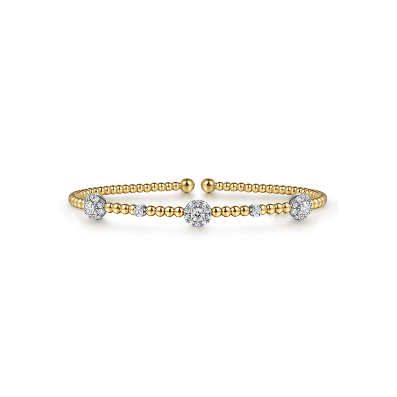 Gabriel & Co. Bujukan Diamond Cluster Stations Bangle with Lock-Gabriel & Co. Bujukan Diamond Cluster Stations Bangle BG4440-62M45JJ