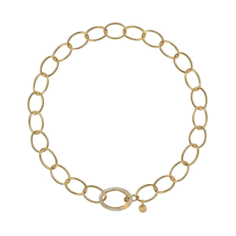 Gabriel & Co. Chain Necklace with Diamond Oval Pendant-Gabriel & Co. Chain Necklace with Diamond Oval Pendant - NK7573Y45JJ