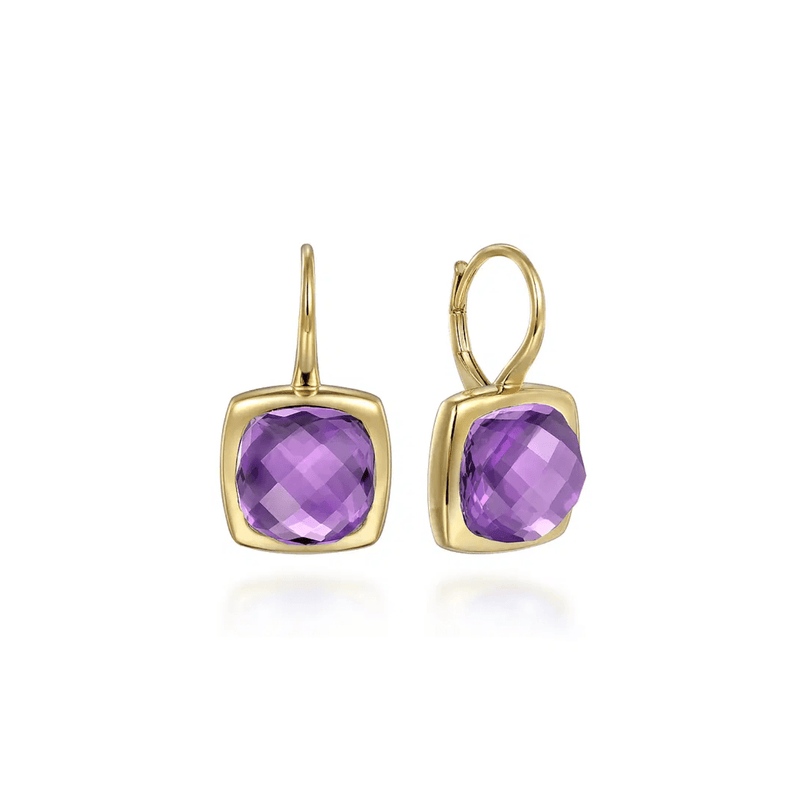 Gabriel & Co. Cushion Cut Amethyst Earrings With Flower Pattern J-Back-Gabriel & Co. Cushion Cut Amethyst Earrings With Flower Pattern J - Back - EG14987Y4JAM