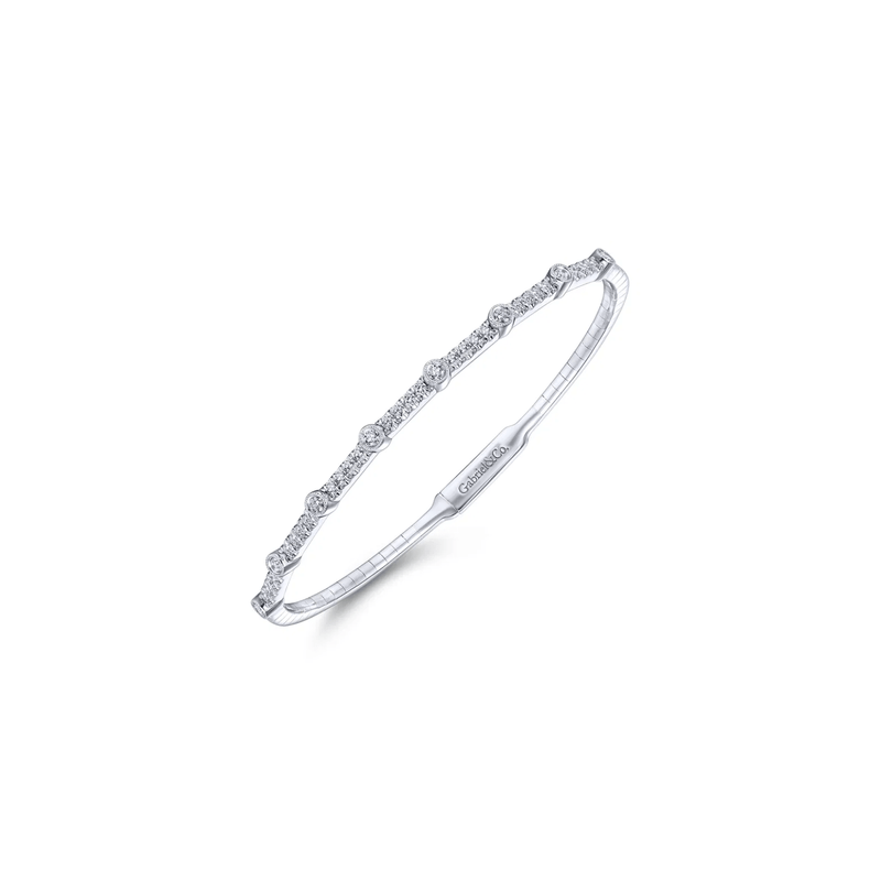 Gabriel & Co. Demure Gold Bezel Station Diamond Bangle-Gabriel & Co. Demure Gold Bezel Station Diamond Bangle BG3843-62W45JJ