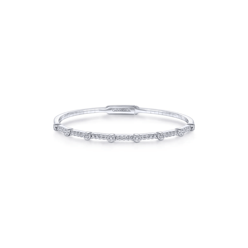 Gabriel & Co. Demure Gold Bezel Station Diamond Bangle-Gabriel & Co. Demure Gold Bezel Station Diamond Bangle BG3843-62W45JJ