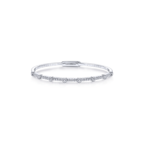 Gabriel & Co. Demure Gold Bezel Station Diamond Bangle-Gabriel & Co. Demure Gold Bezel Station Diamond Bangle BG3843-62W45JJ