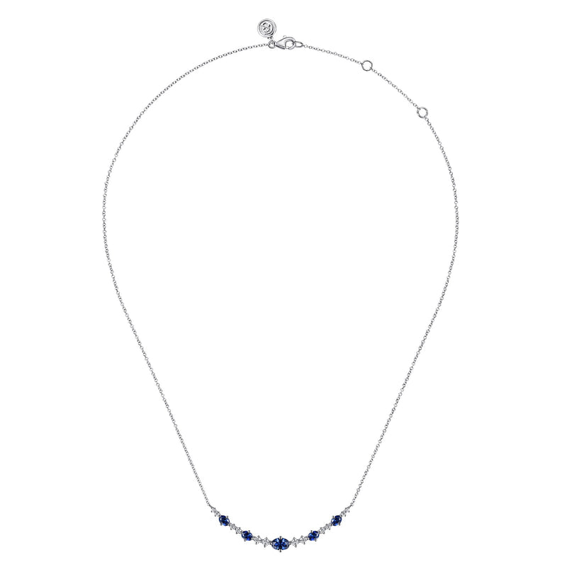 Gabriel & Co. Diamond and Blue Sapphire Bar Necklace-Gabriel & Co. Diamond and Blue Sapphire Bar Necklace - NK7868W45SA