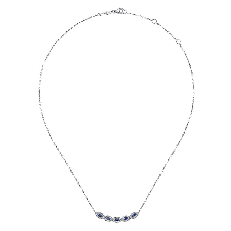 Gabriel & Co. Diamond and Blue Sapphire Necklace-Gabriel & Co. Diamond and Blue Sapphire Necklace - NK6628W45SA