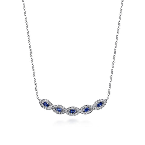 Gabriel & Co. Diamond and Blue Sapphire Necklace-Gabriel & Co. Diamond and Blue Sapphire Necklace - NK6628W45SA