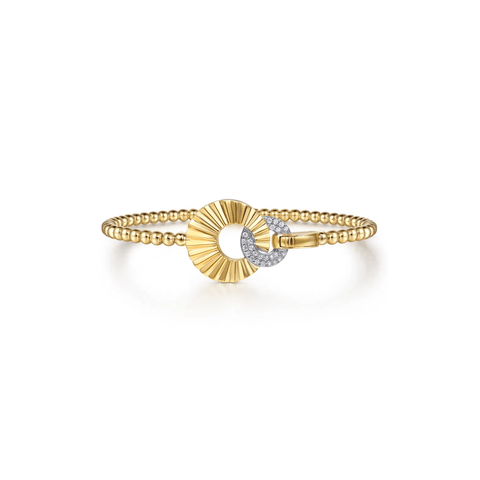 Gabriel & Co. Diamond and Diamond Cut Double Round Disk Bangle Bracelet-Gabriel & Co. Diamond and Diamond Cut Double Round Disk Bangle Bracelet - BG5177 - 62M45JJ