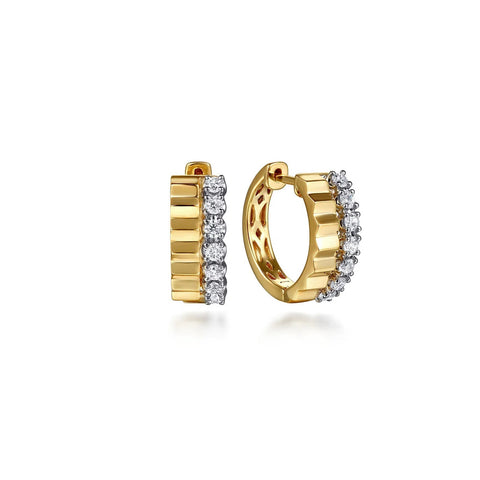 Gabriel & Co. Diamond and Diamond Cut Huggie Earrings-Gabriel & Co. Diamond and Diamond Cut Huggie Earrings - EG15339M45JJ