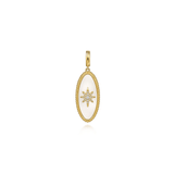 Gabriel & Co. Diamond and White Mother of Pearl Bujukan Oval Shape Medallion Pendant-Gabriel & Co. Diamond and White Mother of Pearl Bujukan Oval Shape Medallion Pendant PT6646Y45WM