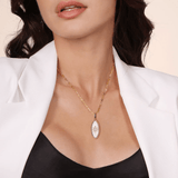 Gabriel & Co. Diamond and White Mother of Pearl Bujukan Oval Shape Medallion Pendant-Gabriel & Co. Diamond and White Mother of Pearl Bujukan Oval Shape Medallion Pendant PT6646Y45WM