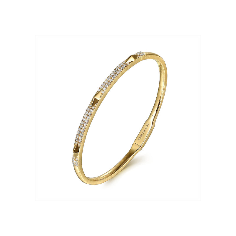 Gabriel & Co. Diamond Bangle with Pyramid Rhombus Stations-Gabriel & Co. Diamond Bangle with Pyramid Rhombus Stations - BG4187 - 62Y45JJ