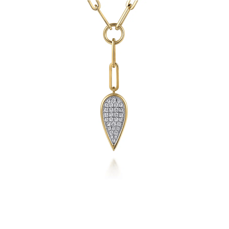 Gabriel & Co. Diamond Drop And Hollow Link Chain Y Knots Necklace-Gabriel & Co. Diamond Drop And Hollow Link Chain Y Knots Necklace - NK7556M45JJ