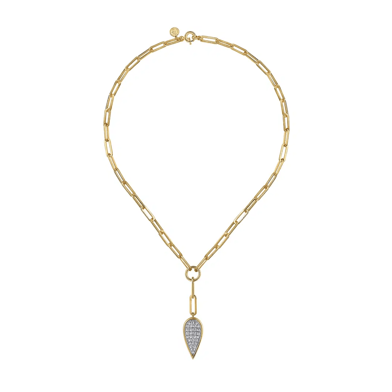 Gabriel & Co. Diamond Drop And Hollow Link Chain Y Knots Necklace-Gabriel & Co. Diamond Drop And Hollow Link Chain Y Knots Necklace - NK7556M45JJ