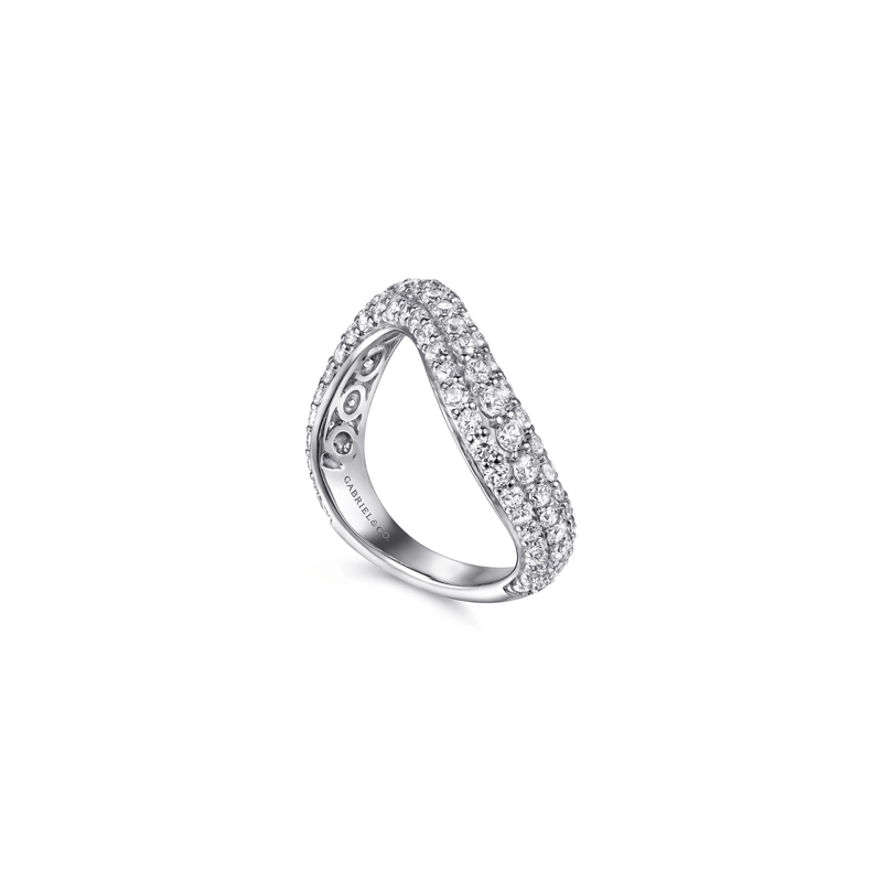 Gabriel & Co. Diamond Wave Stackable Ring-Gabriel & Co. Gold Diamond Wave Stackable Ring LR52948W45JJ