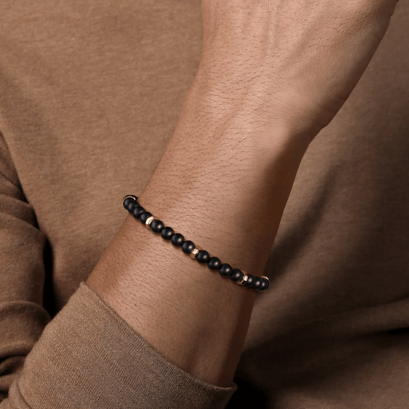Gabriel & Co. Gold 6mm Black Titanium Bead Men's Bracelet-Gabriel & Co. Gold 6mm Black Titanium Bead Men's Bracelet TBM2194TIY4JJJ
