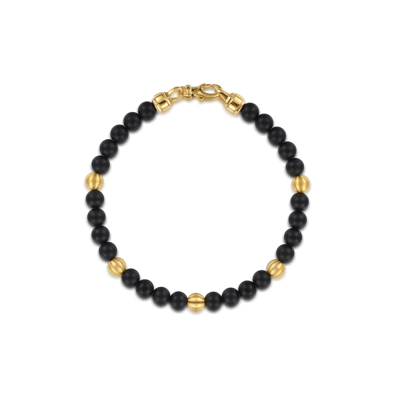 Gabriel & Co. Gold 6mm Black Titanium Sandblast Men's Beaded Bracelet-Gabriel & Co. 6mm Black Titanium Sandblast Men's Beaded Bracelet TBM2214TIY4JJJ