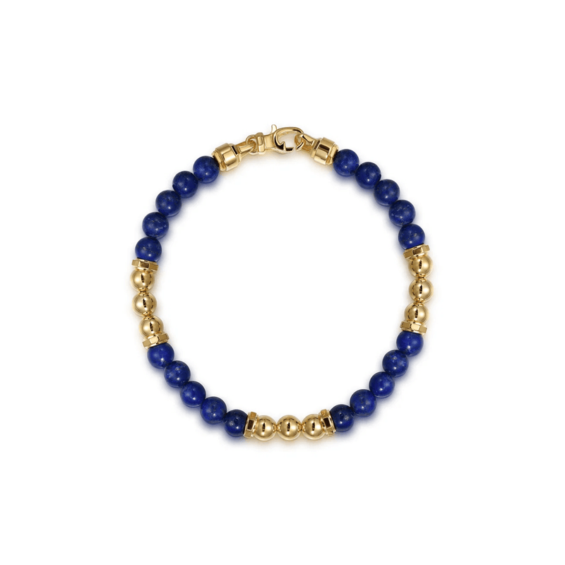 Gabriel & Co. Gold and 6mm Lapis Beaded Station Bracelet-Gabriel & Co. Gold and 6mm Lapis Beaded Station Bracelet TBM2162Y4JLP