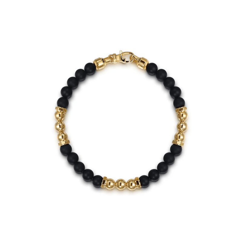 Gabriel & Co. Gold and 6mm Matte Onyx Beaded Station Bracelet-Gabriel & Co. Gold and 6mm Matte Onyx Beaded Station Bracelet TBM2162Y4JOM