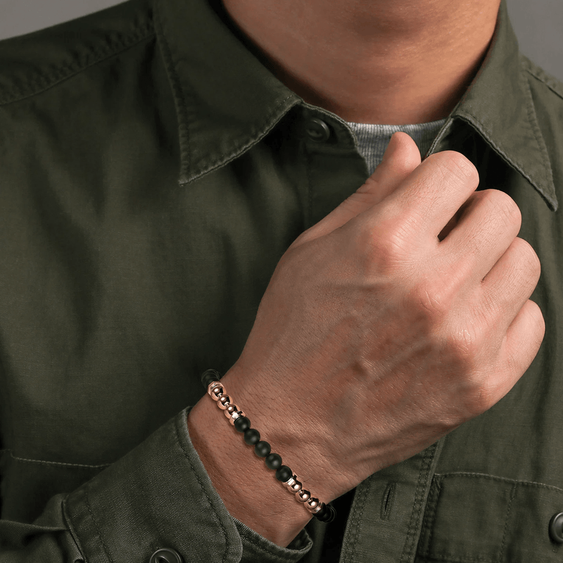 Gabriel & Co. Gold and 6mm Matte Onyx Beaded Station Bracelet-Gabriel & Co. Gold and 6mm Matte Onyx Beaded Station Bracelet TBM2162Y4JOM