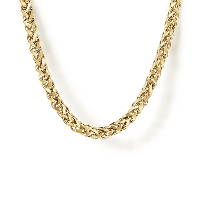 Gabriel & Co. Gold Hollow Men's Wheat Chain Necklace-Gabriel & Co. Gold Hollow Men's Wheat Chain Necklace NKM7011-22Y4JJJ