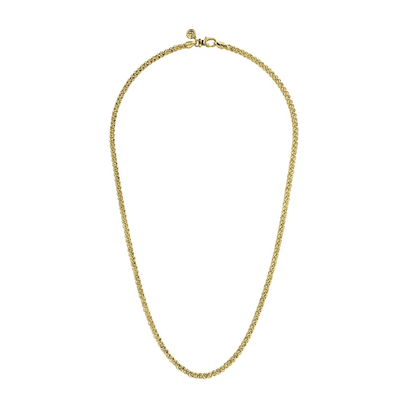 Gabriel & Co. Gold Hollow Men's Wheat Chain Necklace-Gabriel & Co. Gold Hollow Men's Wheat Chain Necklace NKM7011-22Y4JJJ