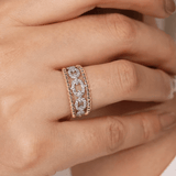 Gabriel & Co. Gold Pave Diamond Link and Bujukan Bead Ring-Gabriel & Co. Gold Pave Diamond Link and Bujukan Bead Ring LR51783M45JJ