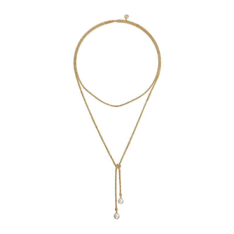 Gabriel & Co. Gold Pearl Wrap Around And Tie Necklace-Gabriel & Co. Gold Pearl Wrap Around And Tie Necklace NK7527-42Y4JPL