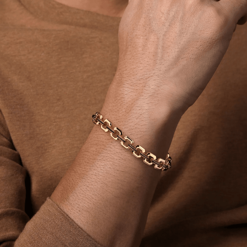 Gabriel & Co. Link Chain Bracelet with Black Spinel Connectors-Gabriel & Co. Link Chain Bracelet with Black Spinel Connectors TBM4825-8Y4JBD