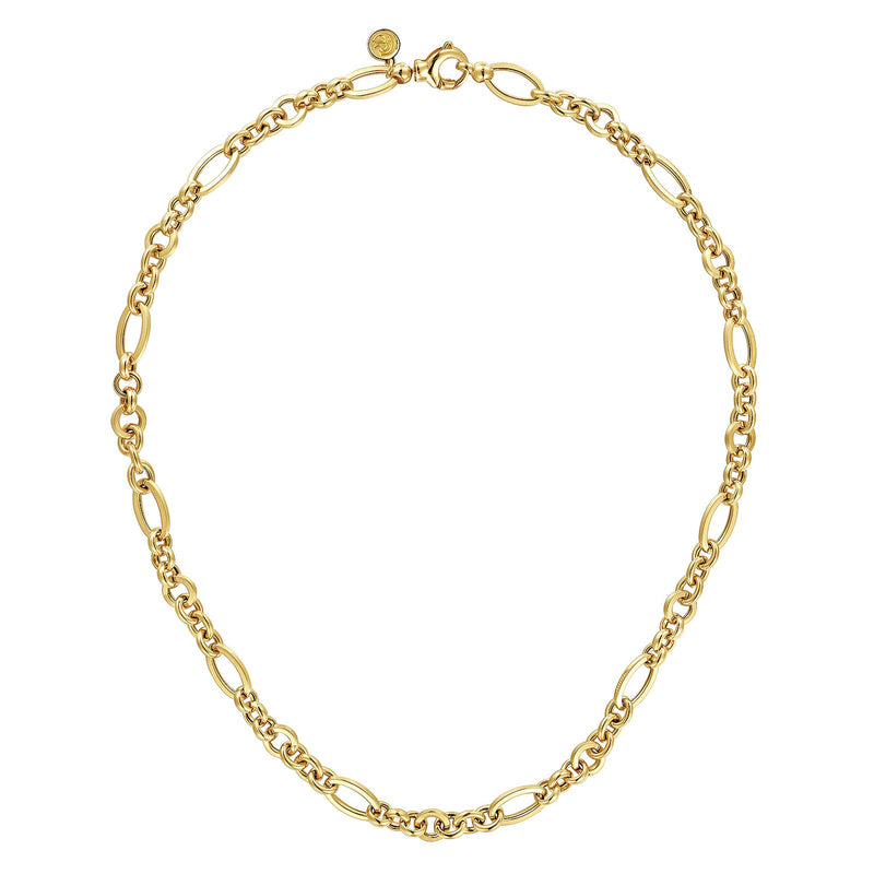 Gabriel & Co. Link Chain Necklace with Oval Stations-Gabriel & Co. Link Chain Necklace with Oval Stations - NK7144-17Y4JJJ
