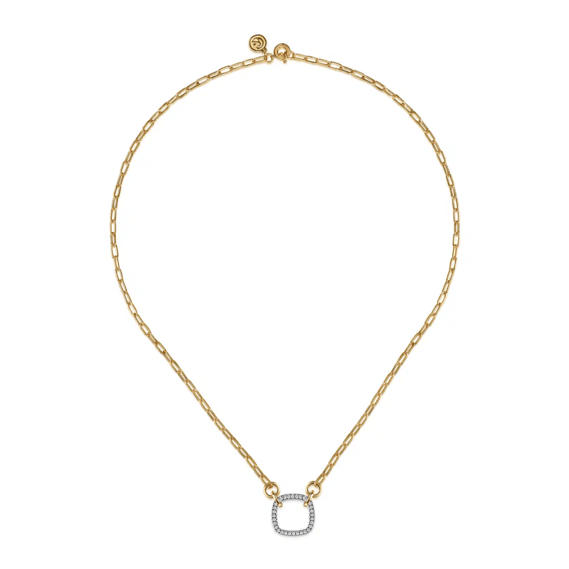 Gabriel & Co. Open Cushion Shape Diamond Hollow Paperclip Chain Necklace-Gabriel & Co. Open Cushion Shape Diamond Hollow Paperclip Chain Necklace - NK7732M45JJ