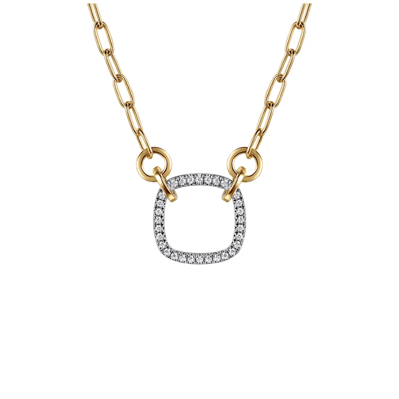 Gabriel & Co. Open Cushion Shape Diamond Hollow Paperclip Chain Necklace-Gabriel & Co. Open Cushion Shape Diamond Hollow Paperclip Chain Necklace - NK7732M45JJ