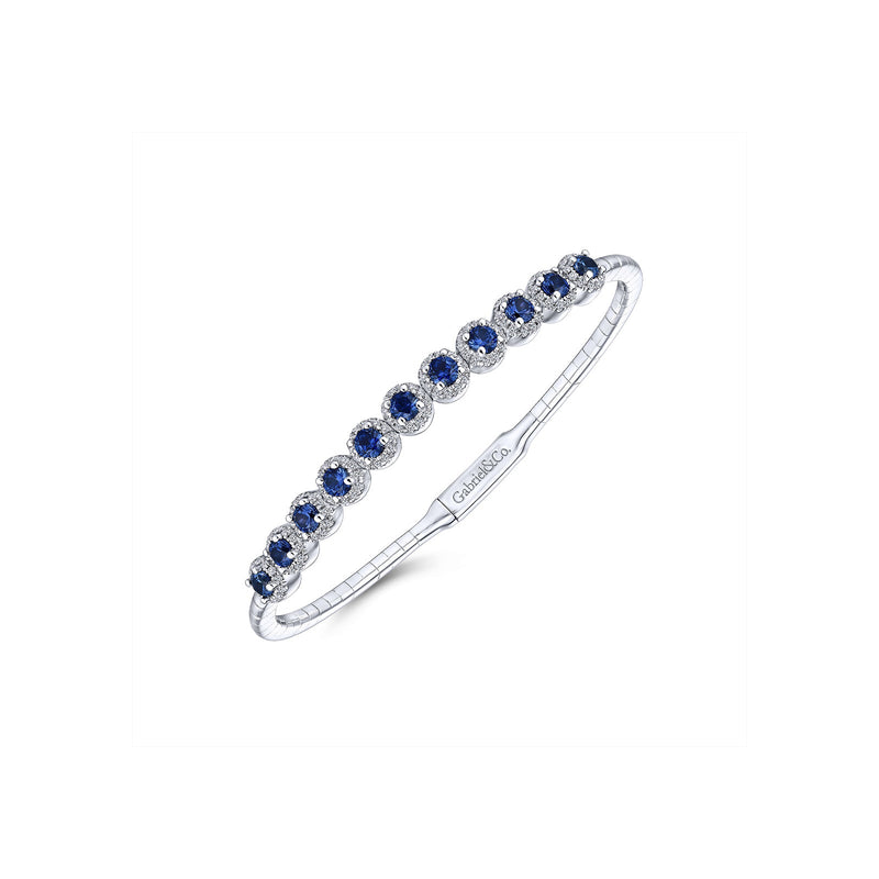 Gabriel & Co. Round Sapphire and Diamond Halo Bangle-Gabriel & Co. Round Sapphire and Diamond Halo Bangle - BG3980-62W45SA